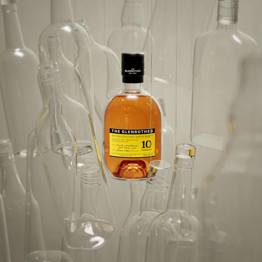 A 700ml bottle of The Glenrothes Whisky 10 Year Old in a glass world