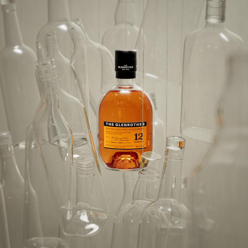 A 700ml bottle of The Glenrothes Whisky 12 Year Old in a glass world
